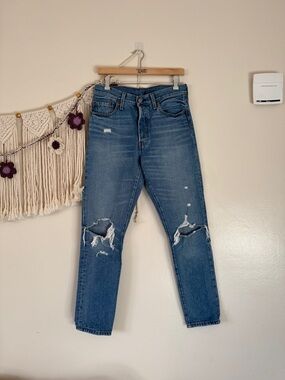 Levi's Women's Slim Straight Distressed Blue Jeans